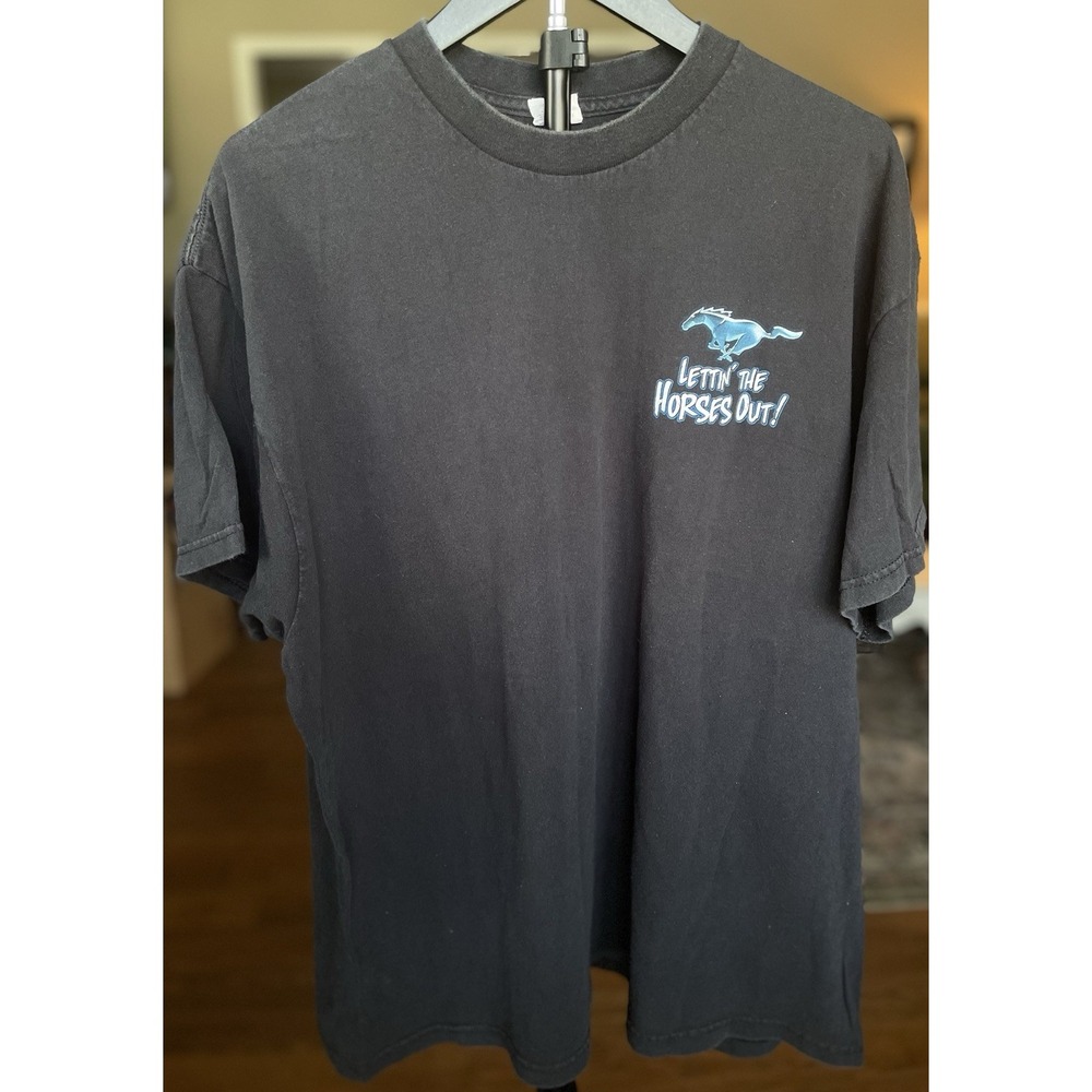 Ford Mustang Graphic T-Shirt Black, Blue Car Delta‎ ProWeight Men's XXL